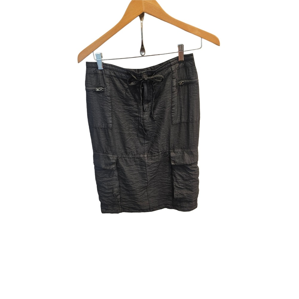 Free People Evie Cargo Midi Skirt size 0 Charcoal Grey Utility Column Skirt NWOT